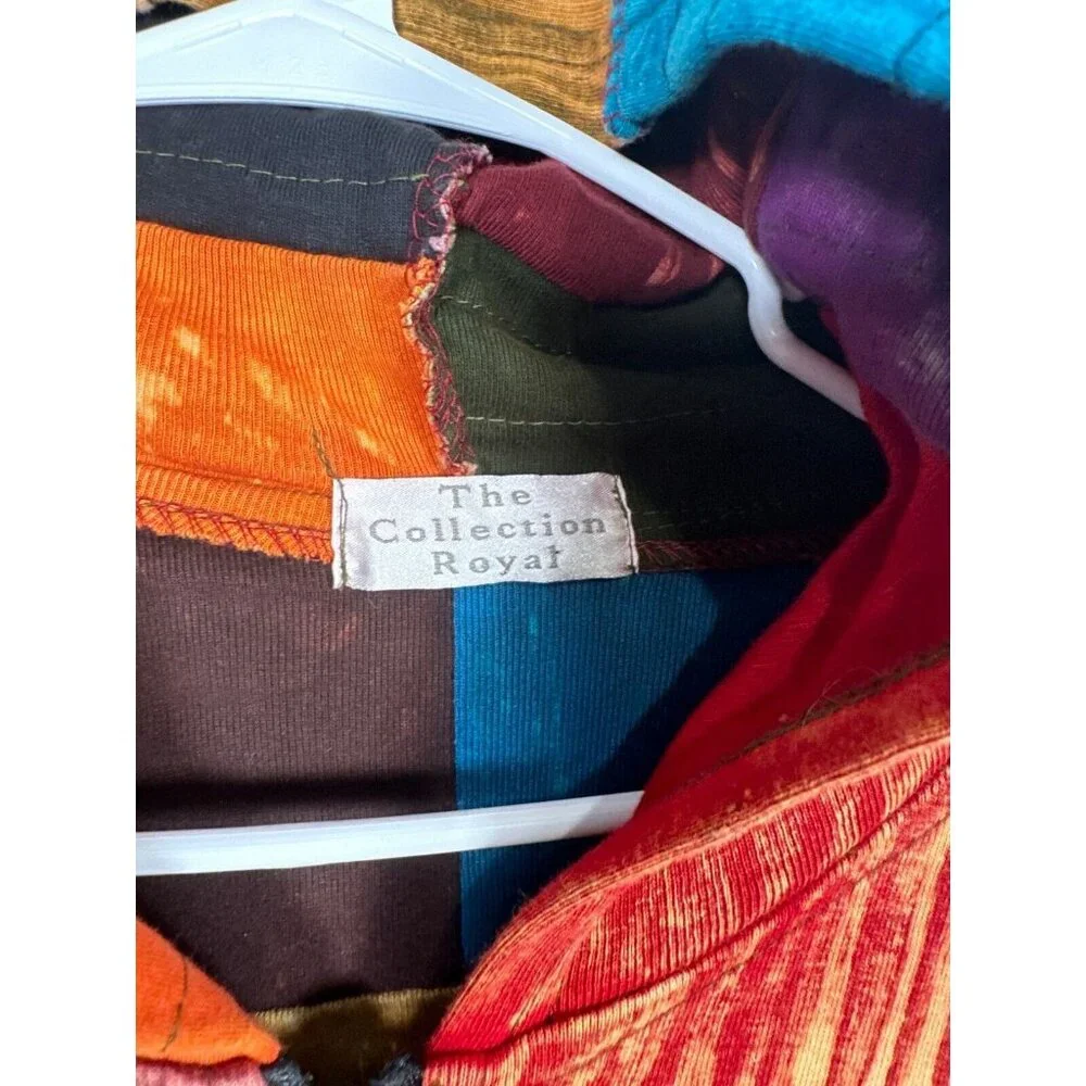 The Collection Royal Womens Zip Jacket Patchwork Colorful Hoodie Zip Boho Hippie